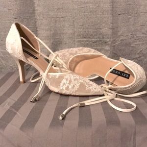 White lace heels bridal
